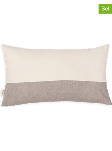 Sognamo 2er-Set: Kissenhüllen "Oyado" in Creme/ Hellbraun