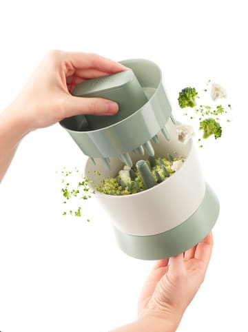 Lekué Zerkleinerer "Veggie Ricer" in Creme/ Grün - (H)11,4 x Ø11,6 cm