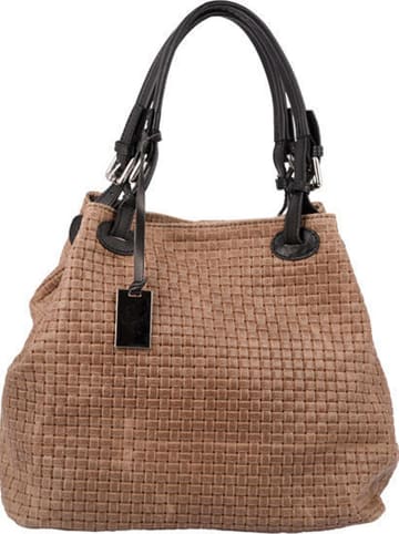 Florence Bags Leder-Henkeltasche "Free" in Taupe - (B)31 x (H)29 x (T)32 cm