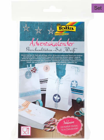 folia PAPER Papiertüten-Adventskalender "Weiß" in Weiß