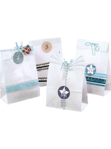 folia PAPER Adventskalender met papieren zakken "Wit" wit