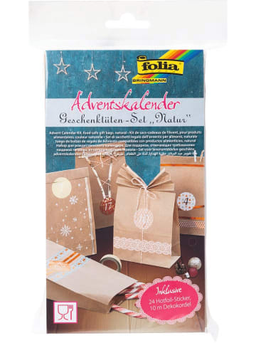 folia PAPER Papiertüten-Adventskalender "Natur" in Hellbraun