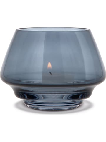 Holme Gaard Windlicht "Flow" blauw - (H)7,5 x Ø 10 cm