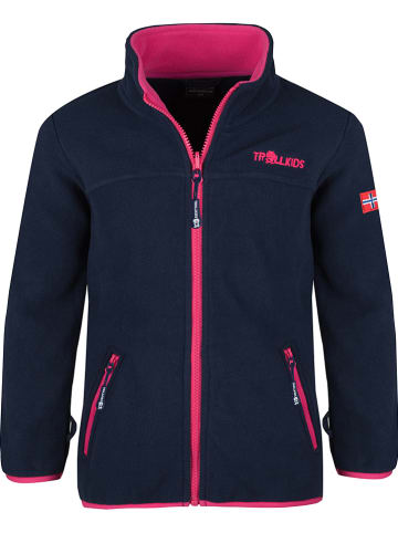 Trollkids Fleece vest "Oppdal XT" donkerblauw/roze