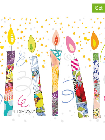 Tee-Zeit mit ppd Serwetki (40 szt.) "Birthday Candles" w kolorze białym ze wzorem - 2 x 20 szt.