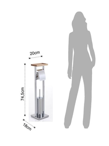 Tomasucci Toiletborstelgarnituur zilverkleurig - (B)20 x (H)74,5 x (D)18 cm