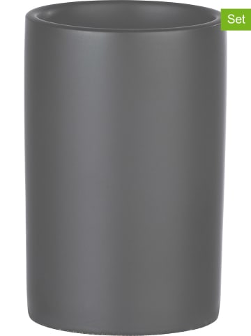 Wenko 2er-Set: Zahnputzbecher "Polaris" in Anthrazit - (H)11,2 x Ø 7,5 cm