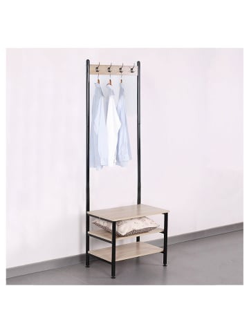 Ethnical Life Garderobe in Schwarz/ Natur - (B)60 x (H)175 x (T)40 cm
