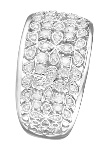 DIAMOND & CO Witgouden ring "Flower explosion" met diamanten