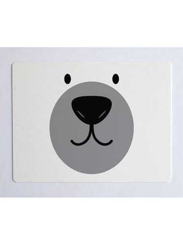 little nice things Podkładka "Bear Face" w kolorze biało-szarym na biurko - 55 x 35 cm