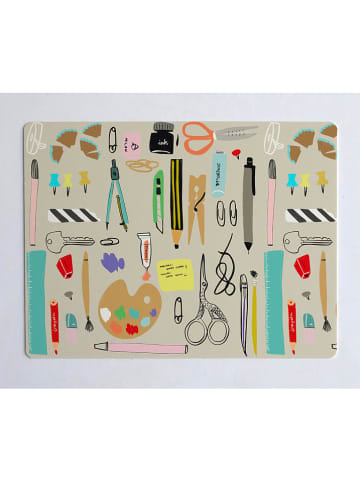Folkifreckles Schreibtischunterlage "Desk Tools" in Bunt - (L)55 x (B)35 cm