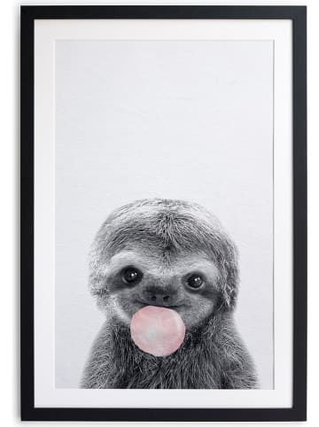 little nice things Gerahmter Kunstdruck "Sloth Bubble Gum" - (B)30 x (H)40 cm
