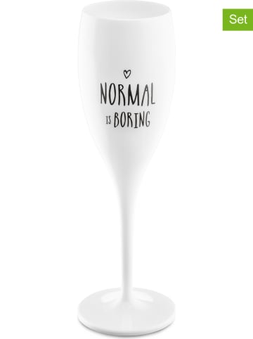 koziol 6er-Set: Sektgläser "Normal is boring" in Weiß - 100 ml