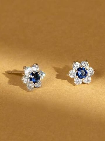 OR ÉCLAT Weißgold-Ohrstecker "Le Messager Bleu" mit Edelsteinen