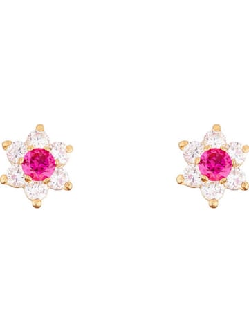 L instant d Or Gold-Ohrstecker "Le Messager Rouge" mit Edelsteinen