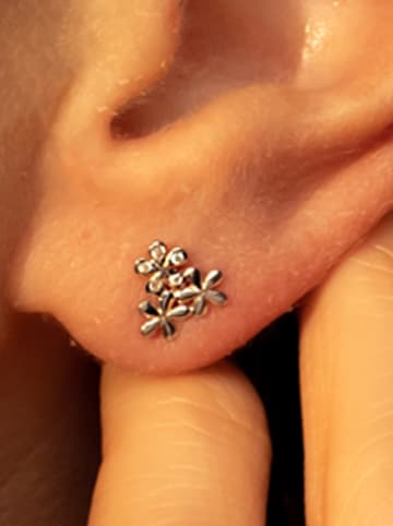 L instant d Or Geel-/rosé-/witgouden oorstekers "Minis fleurs" met edelstenen