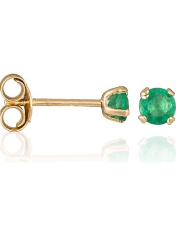 L instant d Or Gouden oorstekers "Puces emeralda"
