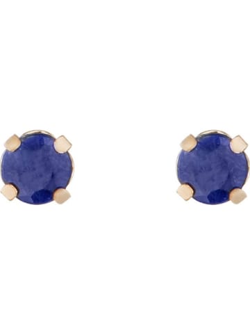 CARATELLI Gouden oorstekers "Puces saffiers bleus" met edelstenen