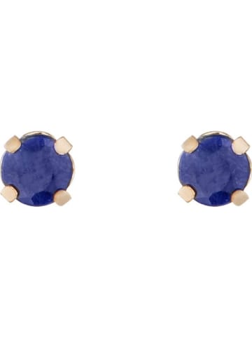 L instant d Or Gouden oorstekers "Puces saffiers bleus" met edelstenen
