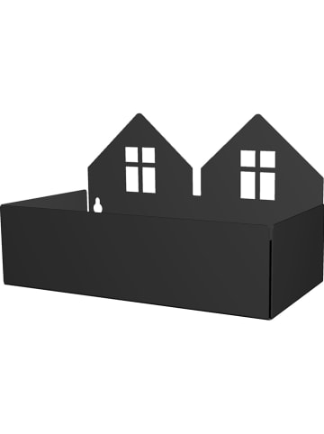 roommate Wandplank "Twin House" zwart - (B)22 x (H)13 x (D)11 cm