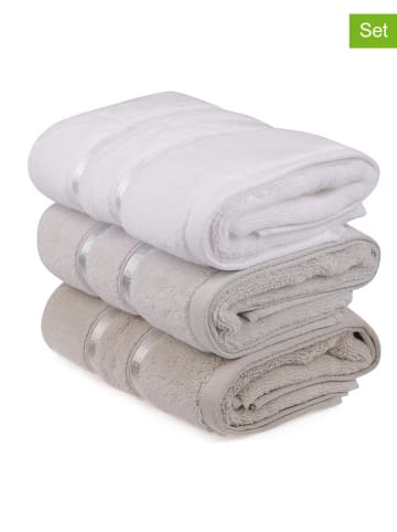 Colorful Cotton Ręczniki (3 szt.) "Dolce" w kolorze biało-błękitno-jasnobrązowym do rąk