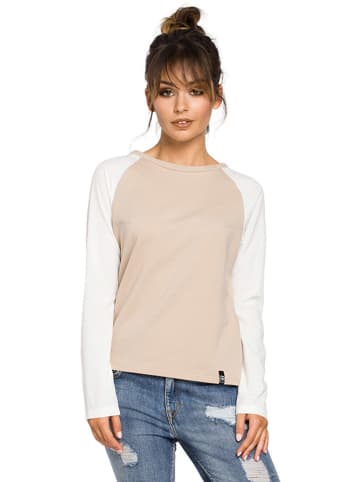 Be Wear Longsleeve in Beige/ Weiß