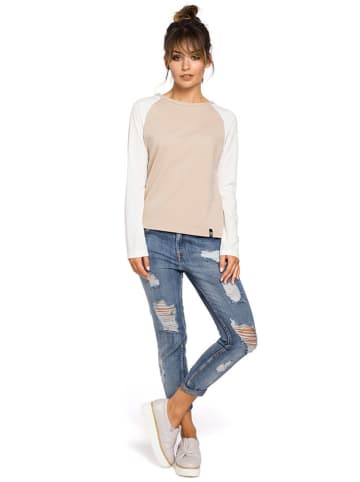Be Wear Longsleeve in Beige/ Weiß