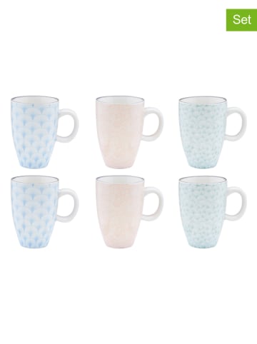 Björn 6-delige set: espressokoppen "Pastel" lichtblauw/lichtgroen/lichtroze - 90 ml