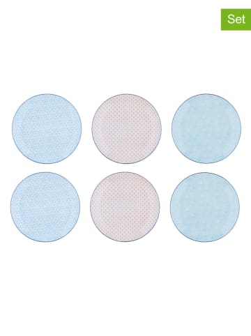 Björn 6er-Set: Speiseteller "Pastel" in Hellblau/ Hellgrün/ Rosa - Ø 26 cm