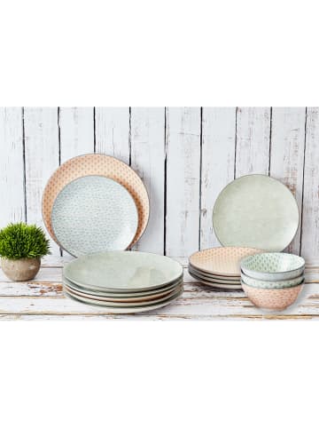 Björn 18-delig tafelservies "Pastel" lichtblauw/lichtgroen/lichtroze