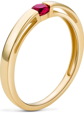 Diamant Exquis Gouden ring met robijn
