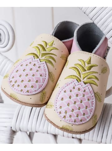 Lait et Miel Skórzane buty "Ananas" w kolorze jasnoróżwym do raczkowania