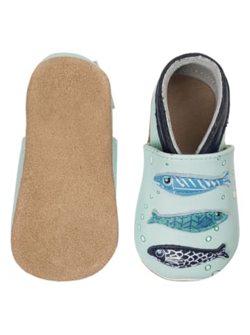 Lait et Miel Leren kruipschoenen "Sardine" lichtblauw