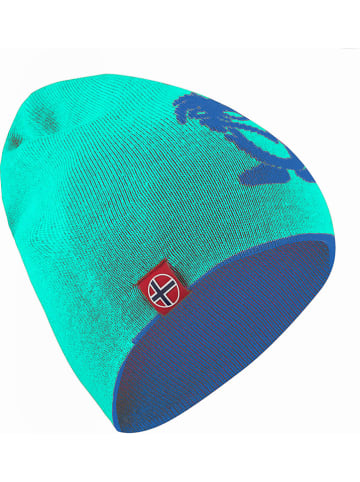 Trollkids Dwustronna czapka beanie "Troll" w kolorze niebiesko-turkusowym