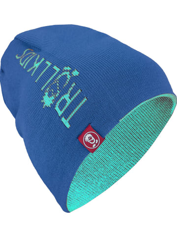 Trollkids Dwustronna czapka beanie "Troll" w kolorze niebiesko-turkusowym