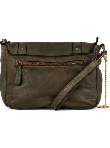 Mia Tomazzi Leren schoudertas "Cinisello" donkergroen - (B)24 x (H)22 x (D)11 cm