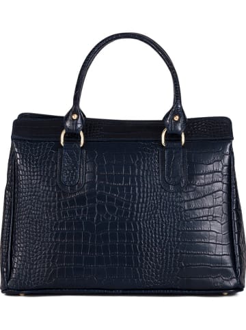 Mia Tomazzi Leder-Henkeltasche "Rezia" in Dunkelblau - (B)36 x (H)28 x (T)18 cm