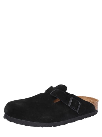 Birkenstock Leder-Pantoletten "Boston" in Schwarz - Weite S