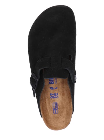 Birkenstock Leder-Pantoletten "Boston" in Schwarz - Weite S