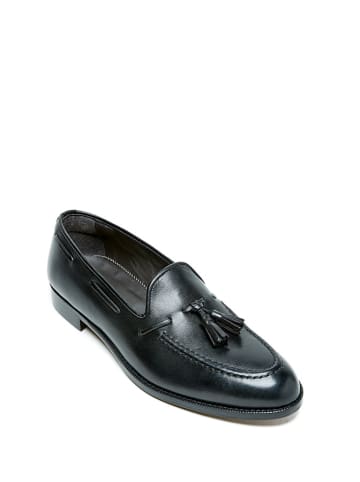 British Passport Leder-Mokassins in Schwarz