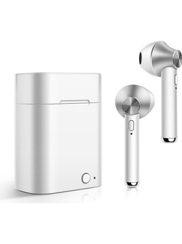 SmartCase Bluetooth in-ear hoofdtelefoon zilverkleurig