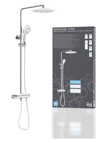 Schütte Überkopfbrauseset mit Thermostat-Armatur ''Grande Vita'' in Silber/ Weiß