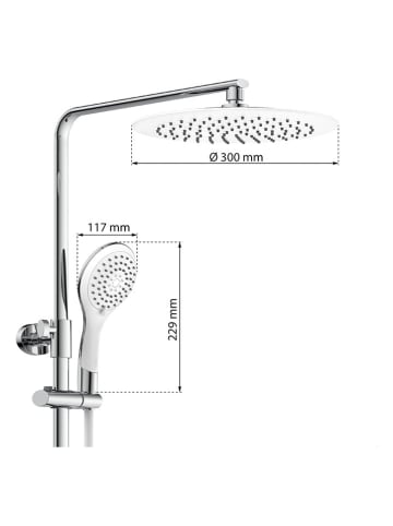 Schütte Überkopfbrauseset mit Thermostat-Armatur ''Grande Vita'' in Silber/ Weiß