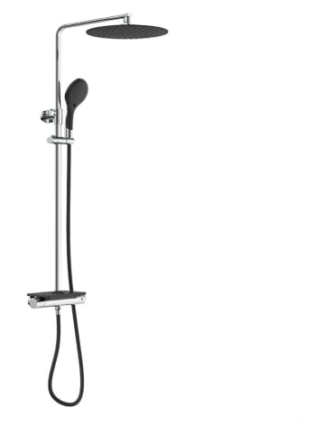 Schütte Überkopfbrauseset mit Thermostat-Armatur ''Grande Vita'' in Silber/ Schwarz