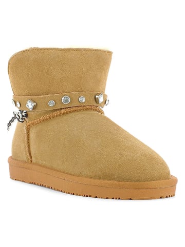 NICEBAY Leren winterboots "Winnipeg" lichtbruin