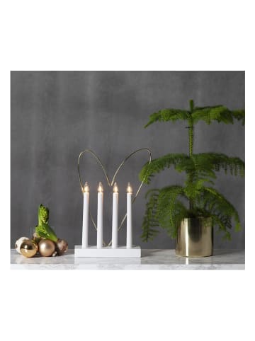 STAR Trading LED-Fensterleuchter "Glossy Heart" in Weiß/ Gold - (B)25 x (H)37 cm