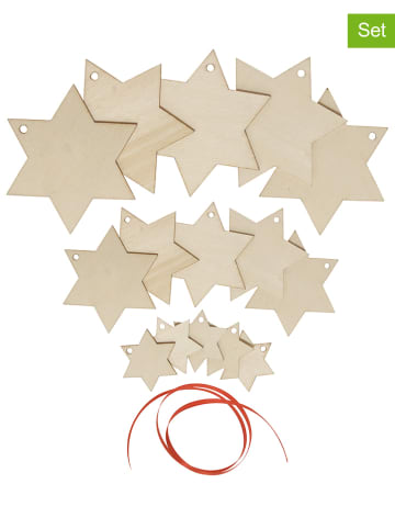 SUNNYSUE 16-delige set: houten hangers "Kerststerren" - vanaf 3 jaar