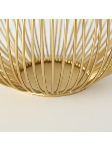 Boltze 2tlg. Set: Windlicht "Cylon" und Stumpenkerze in Gold/ Creme