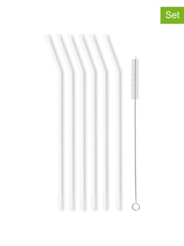 Vialli Design Słomki (6 szt.) ze szczoteczką - wys. 23 x Ø 0,8 cm