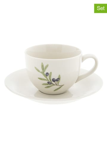 Clayre & Eef 6er-Set: Kaffeetassen in Weiß - 200 ml